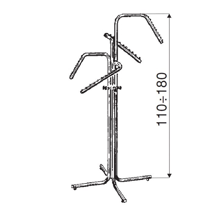 Stender, wieszak czteroramienny, łamany na kółkach