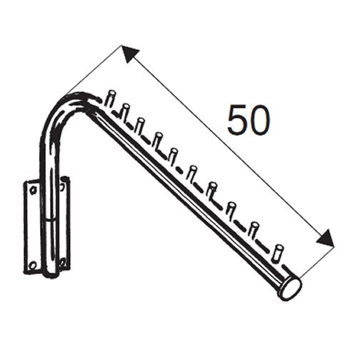 Wieszak pochyły,  naścienny, 50cm długości, chrom