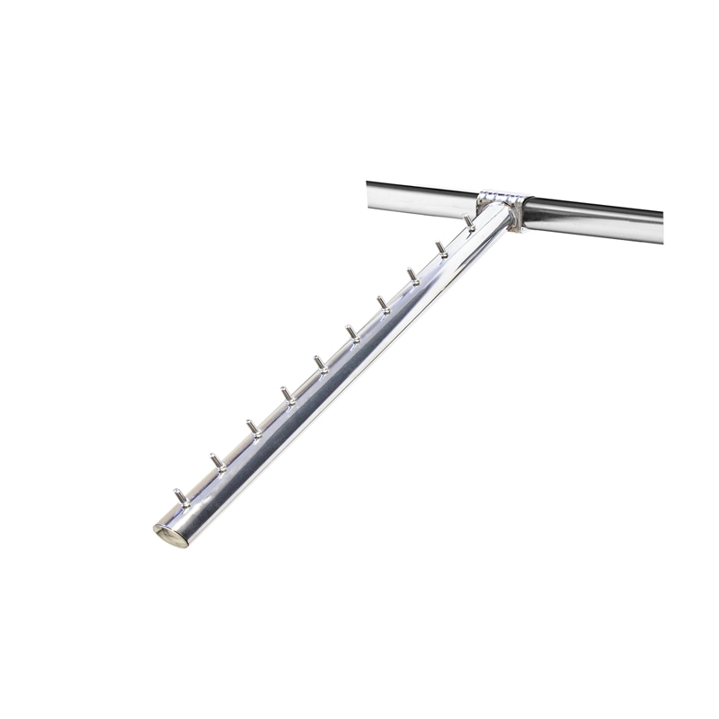 Wieszak skośny 37cm, z rury FI25, z bolcami, chrom