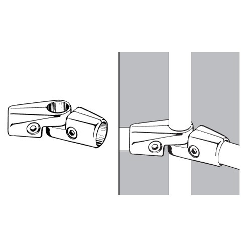 Złącze dwuramienne, kątowe, do rury fi 25mm, chrom
