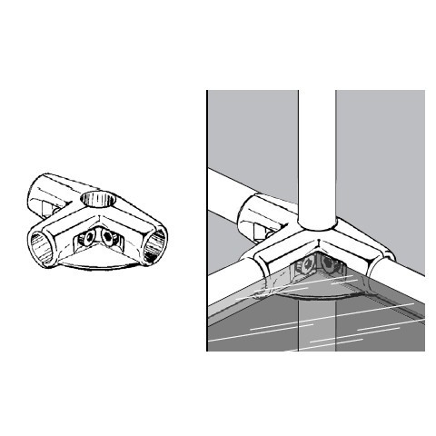 Złącze trzyramienne z półką do rury fi 25mm, chrom