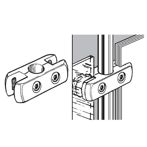 Złącze do płyty lub szkła podwójne, fi 25mm, chrom