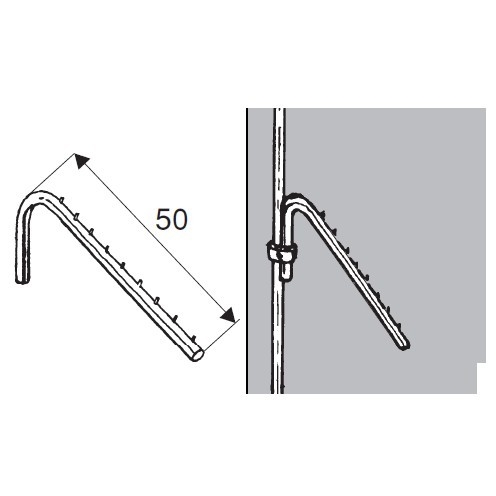 Wieszak z uchwytem zagiętym, fi 25mm, chrom