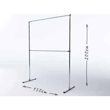 Wieszak odzieżowy dwupoziomowy, 150x60x200cm chrom
