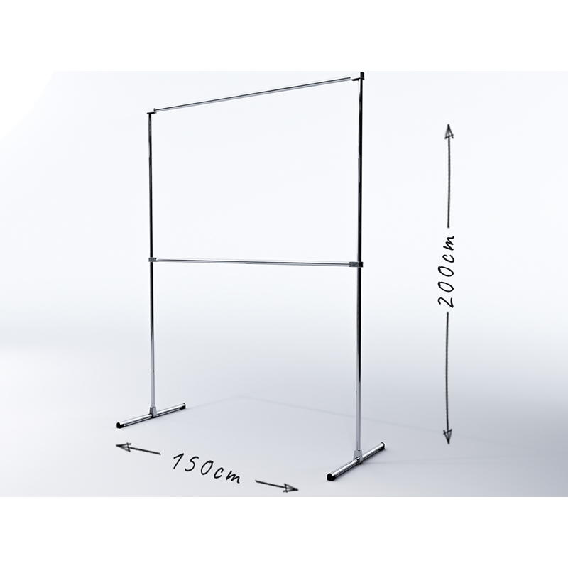 Wieszak odzieżowy dwupoziomowy, 150x60x200cm chrom