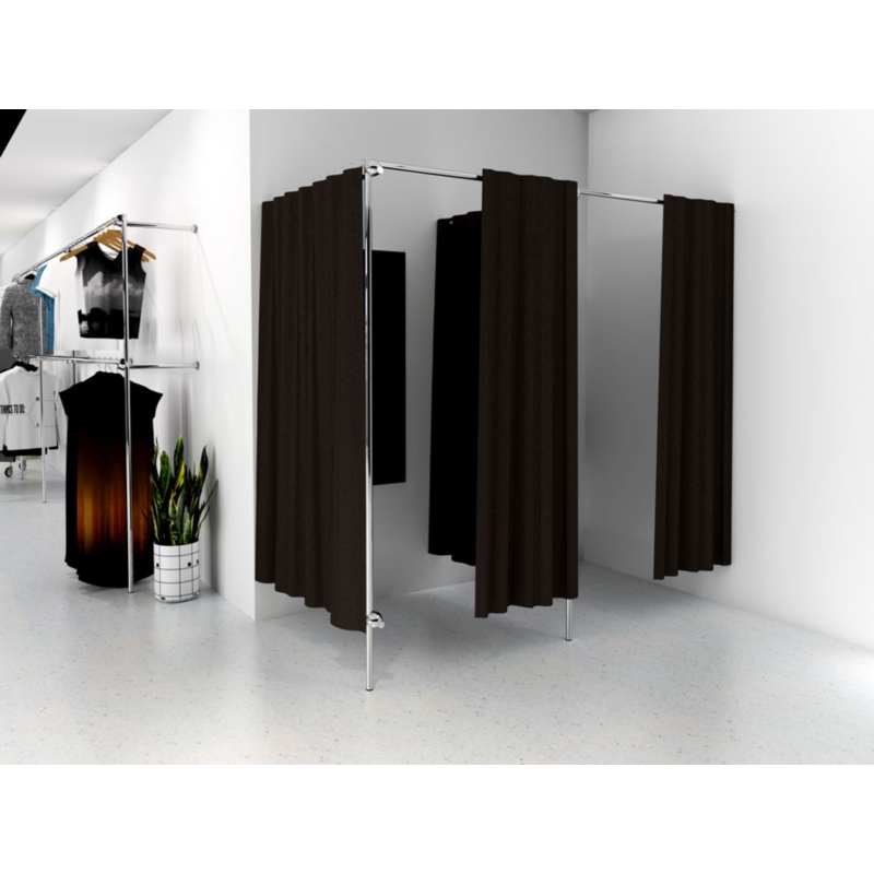 Przymierzalnia podwójna, narożna, chromowana