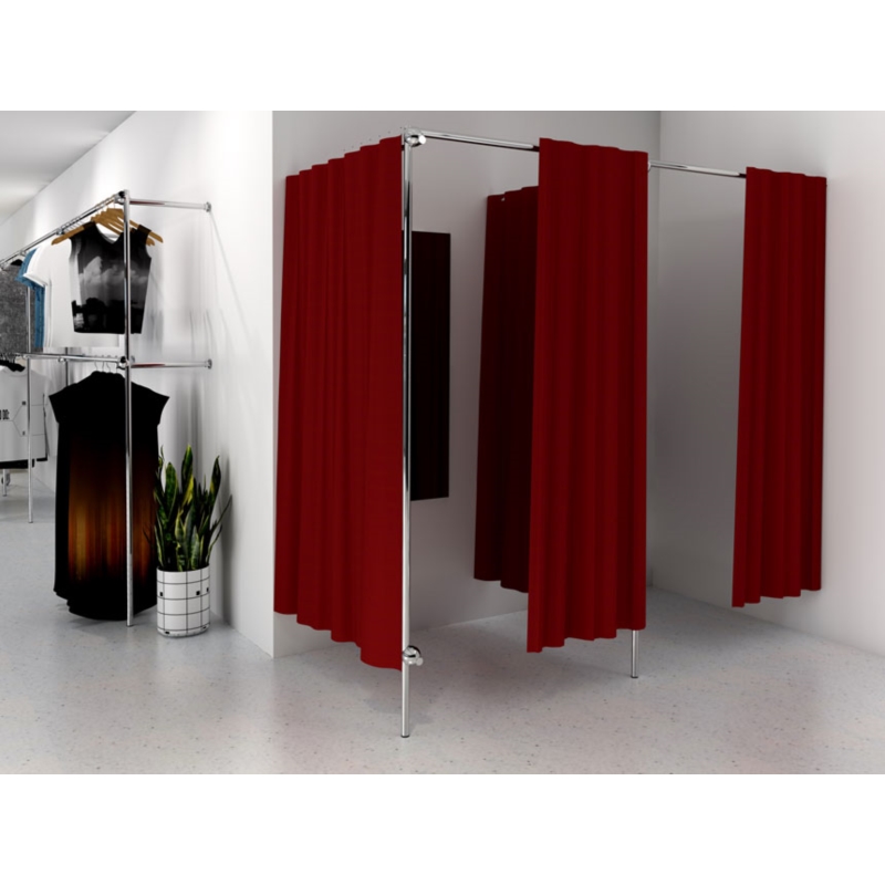 Przymierzalnia podwójna, narożna, chromowana