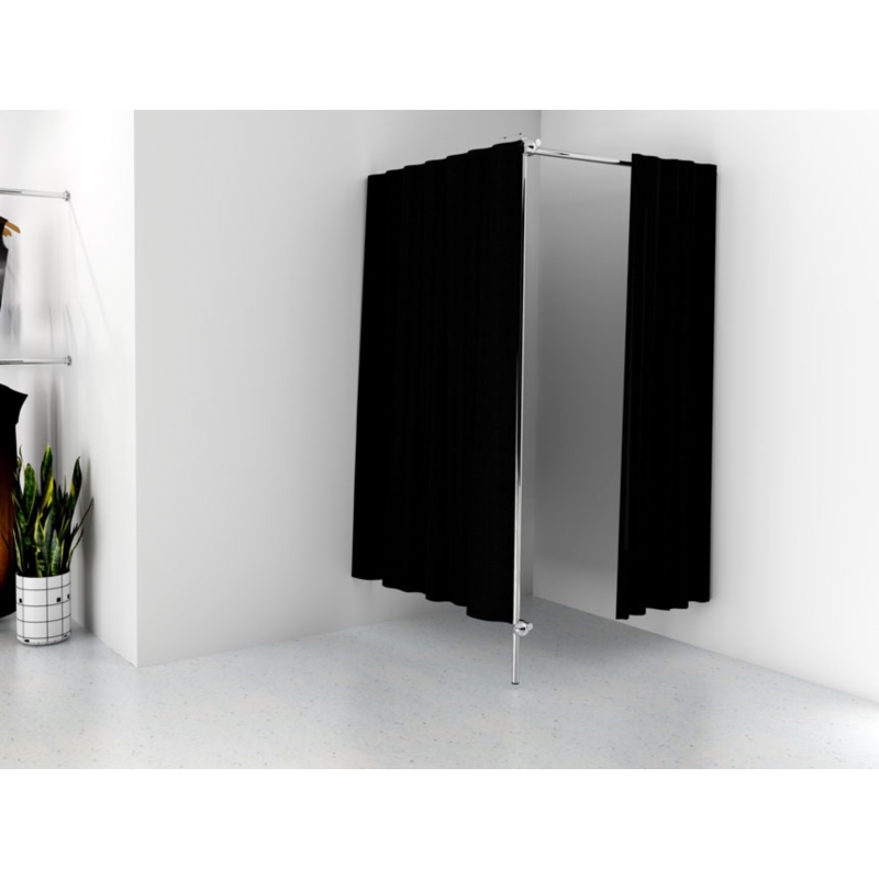 Przymierzalnia pojedyncza, narożna, chromowana