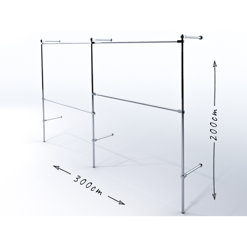 Wieszak odzieżowy, sklepowy, dwupoziomowy, chrom