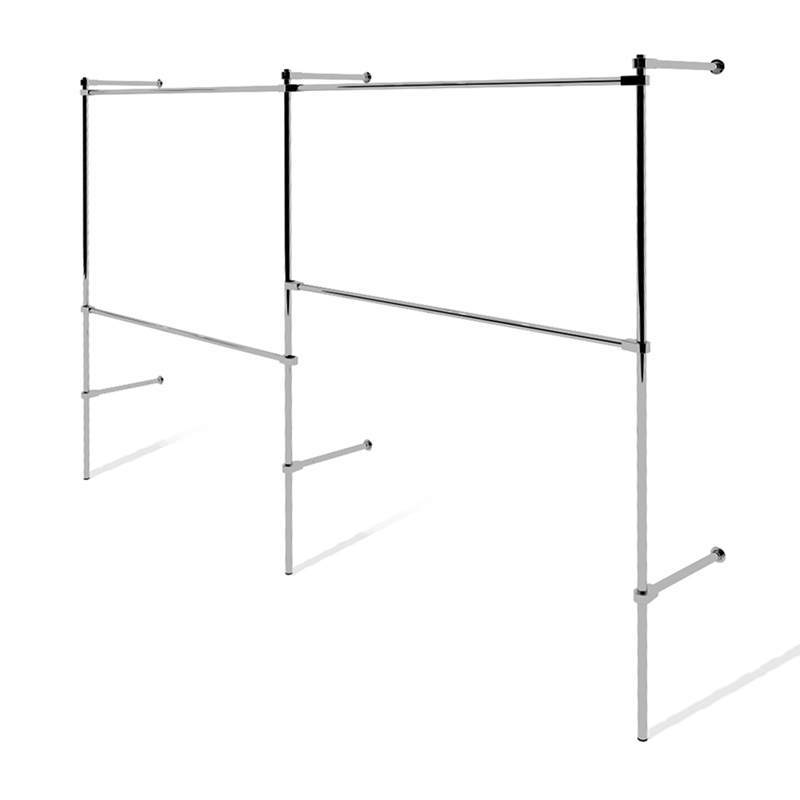 Wieszak odzieżowy, sklepowy, dwupoziomowy, chrom