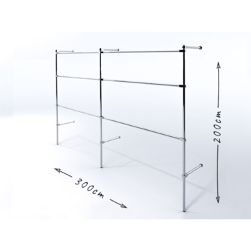 Wieszak odzieżowy, sklepowy, trzypoziomowy, chrom