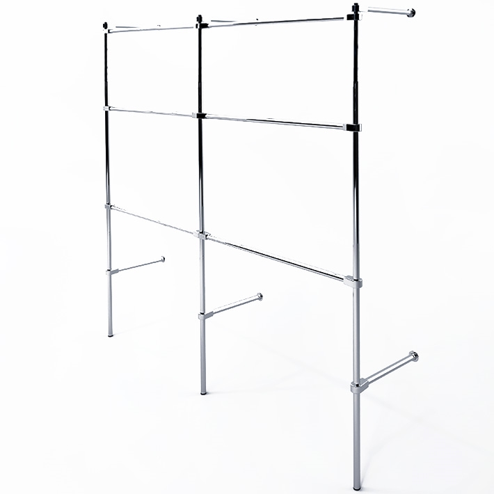 Wieszak odzieżowy sklepowy trzypoziomowy regulacja