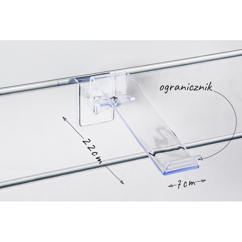 Półka pleksi Slatwall obrotowa pojedyncza do butów