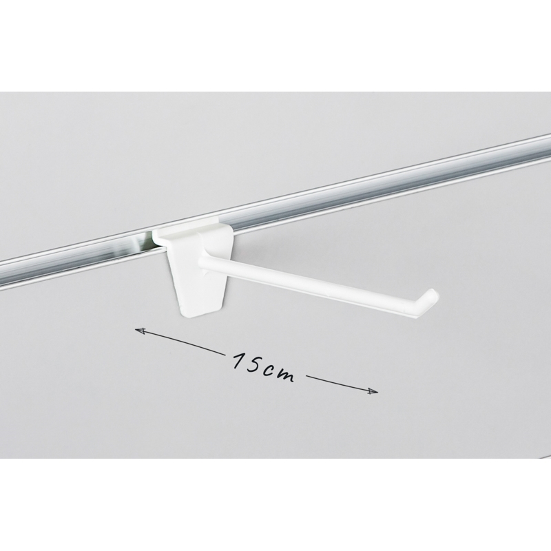 Haczyk pojedynczy Slatwall pleksa biały