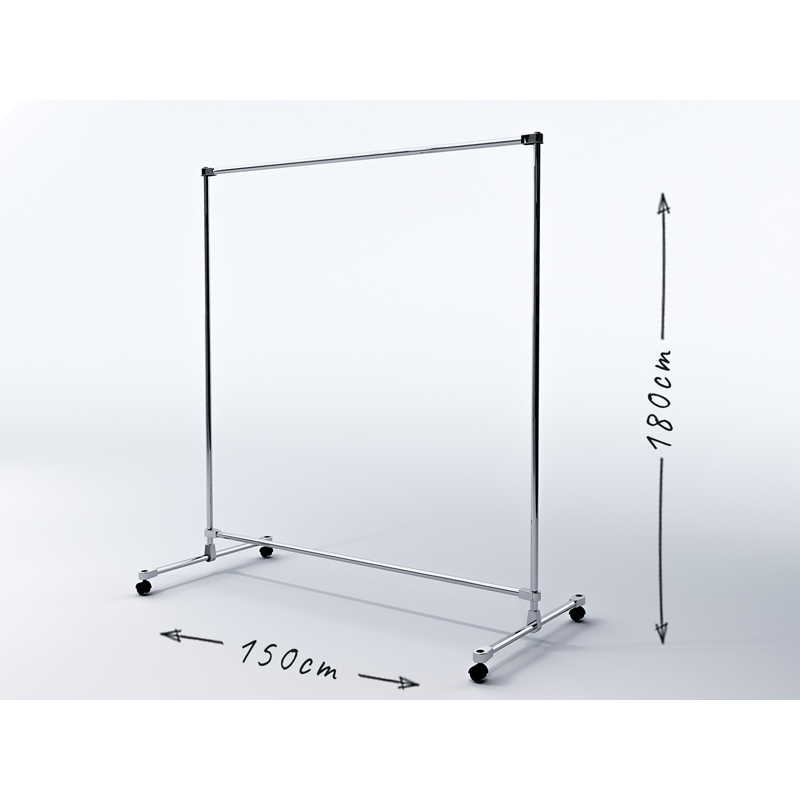 Wieszak sklepowy dwupoziomowy, 150x60180cm, kółka