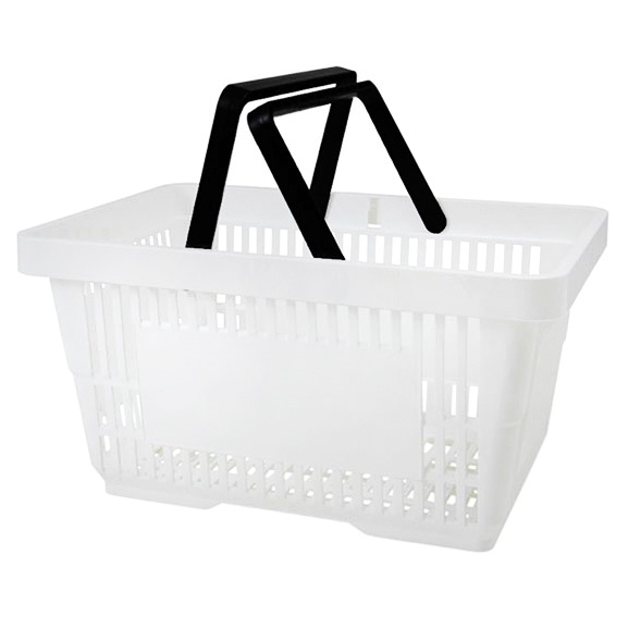 Biały koszyk sklepowy na zakupy 22L plastikowy