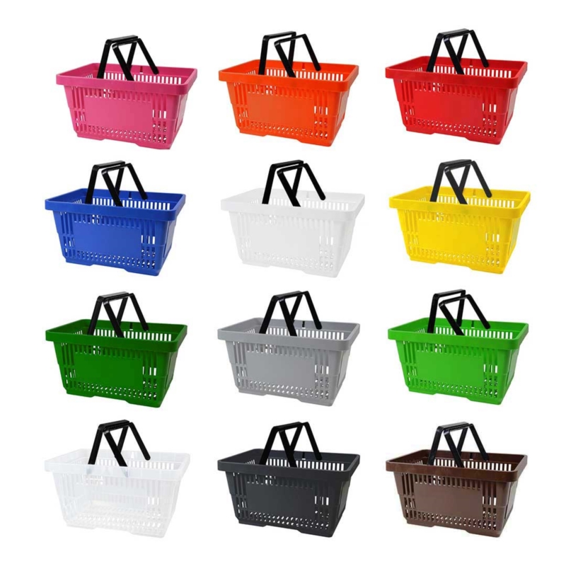 Biały koszyk sklepowy na zakupy 22L plastikowy