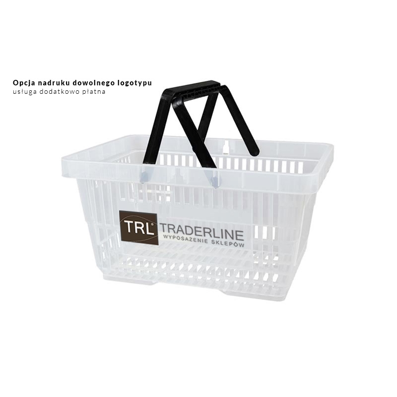 Bezbarwny koszyk sklepowy na zakupy 22L plastikowy