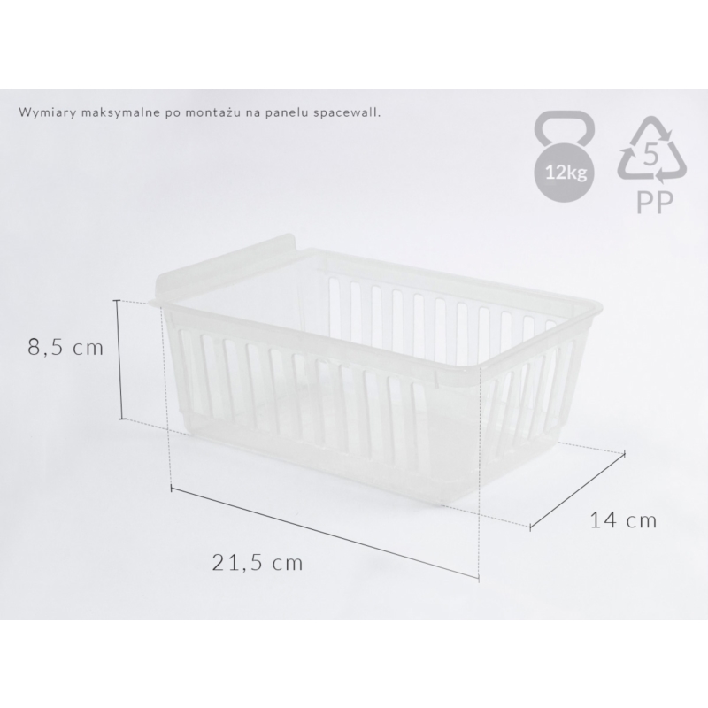Koszyk Slatwall LONG 14x22x8cm bezbarwny mleczny