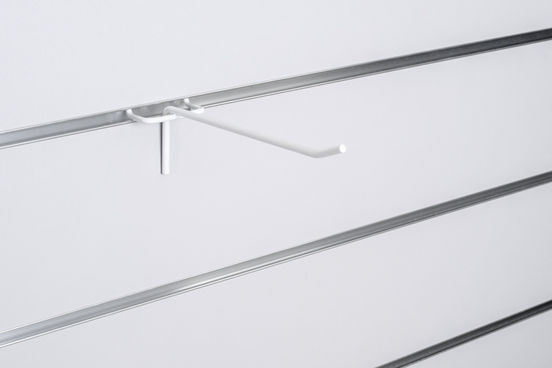 Haczyk pojedynczy Slatwall drut biały