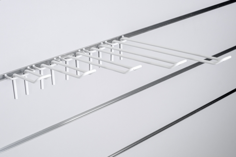 Haczyk podwójny Slatwall drut biały