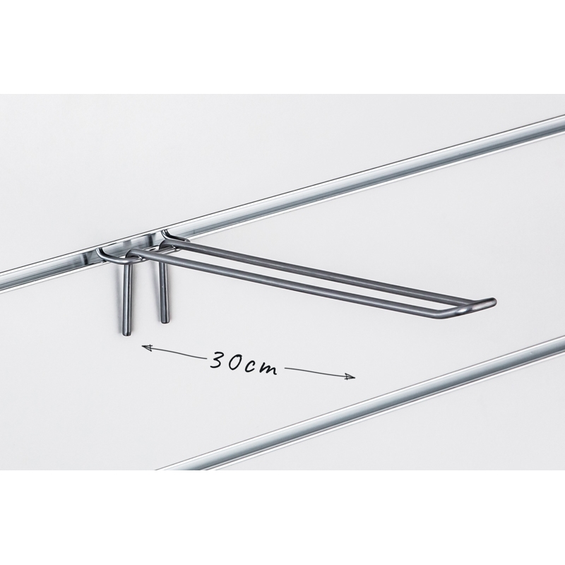 Haczyk podwójny Slatwall drut srebrny