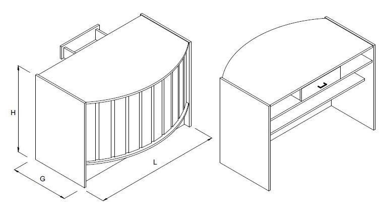 Lada sklepowa, kasowa, wypukła, z szufladą