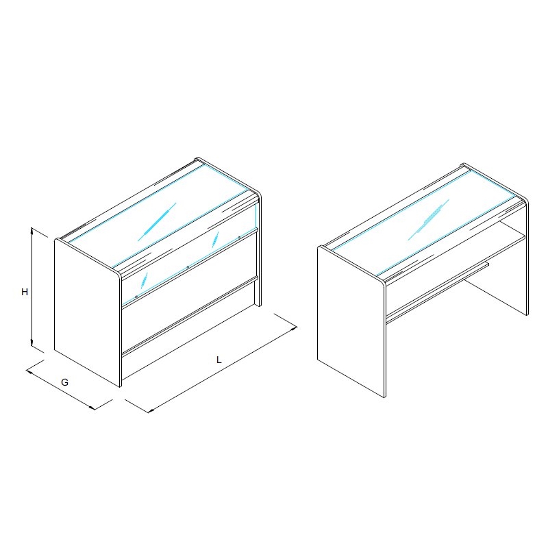Lada sklepowa z przeszkloną ekspozycją