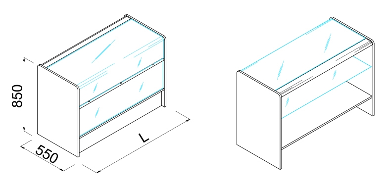 Lada sklepowa, kasowa, cała oszklona, prosta