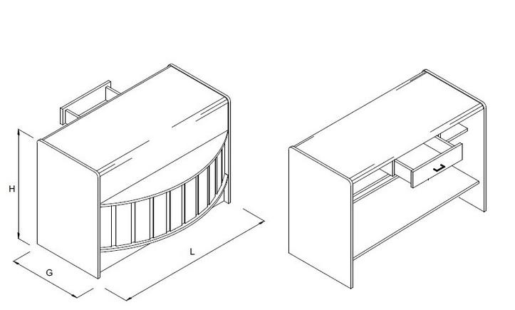 Lada sklepowa, kasowa, pełna z szufladą, wypukła