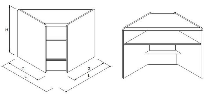 Lada sklepowa, narożna, zewnętrzna, pełna