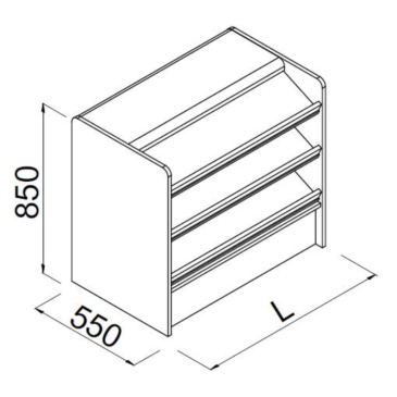 Lada impulsowa, kasowa, pełna, półki pochyłe
