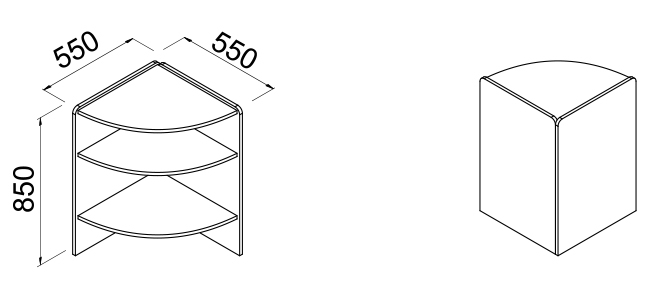 Lada sklepowa, narożna, wewnętrzna