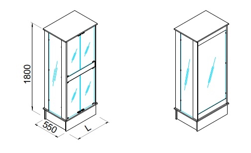 Gablota ze szklaną ekspozycją, zamykana