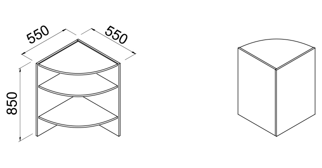 Lada sklepowa, narożna, wewnętrzna