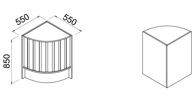 Lada sklepowa, narożna, zewnętrzna