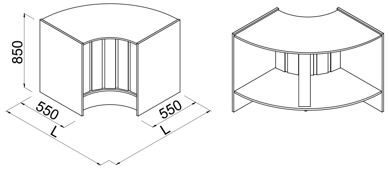 Lada sklepowa, narożna, wewnętrzna, pełna
