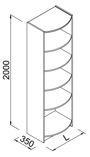 Regał z półkami wypukłymi do sklepu 60x35x200cm