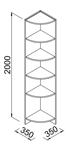 Regał narożny z półkami do sklepu 35X35x200cm