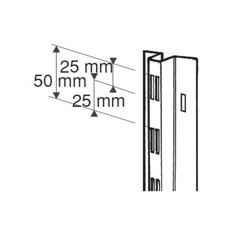 Profil naścienny podwójny środkowy 240cm chrom