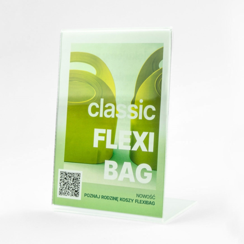 Stojaczek informacyjny L, bezbarwny, różne formaty