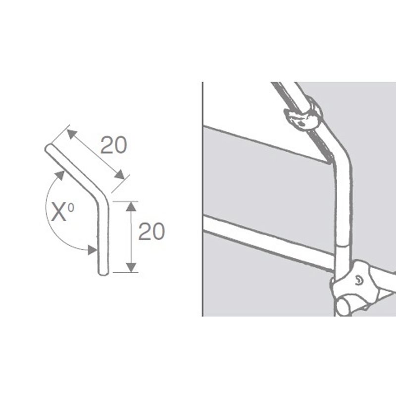 Narożnik 135st. rurowy 20x20cm fi 25mm