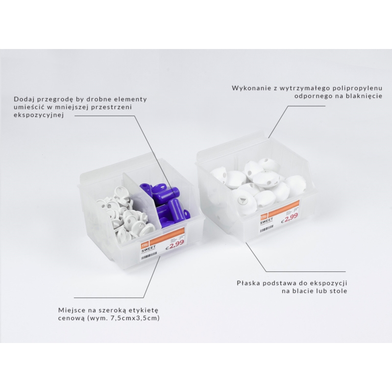 Pojemnik TOP niski Slatwall 14x12x8cm bezbarwny