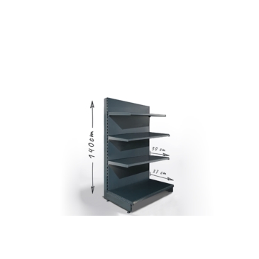 Regał sklepowy H140cm, półki 1x37cm, 3x30cm