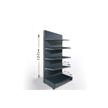 Regał sklepowy H180cm, półki 1x37cm, 4x30cm
