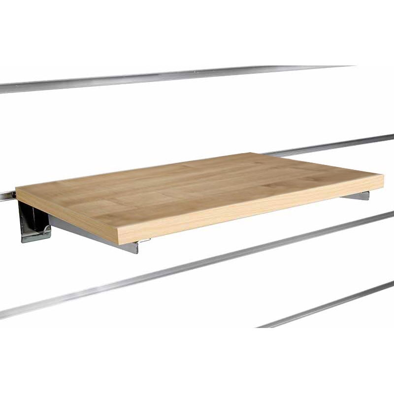 Półka z płyty Slatwall, Klon, wsporniki chrom