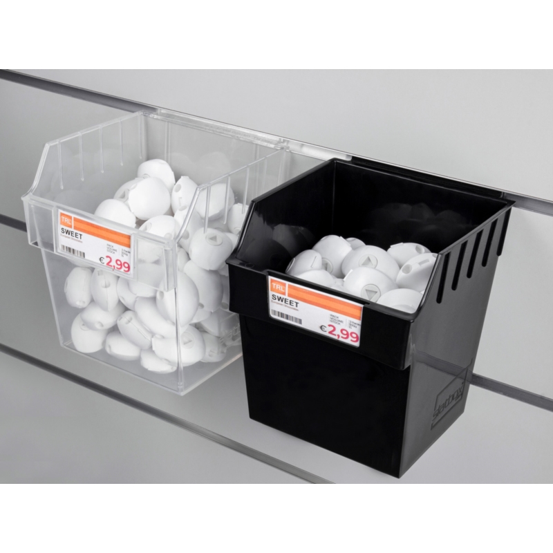 Pojemnik TOP wysoki na Slatwall 15x15x18cm czarny