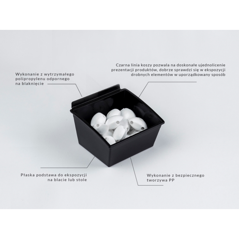 Pojemnik SLIM Slatwall 14x14x10cm czarny