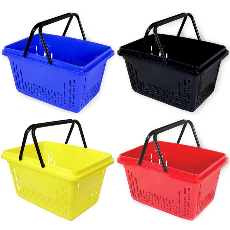 Czarne koszyki sklepowe 28L plastikowe