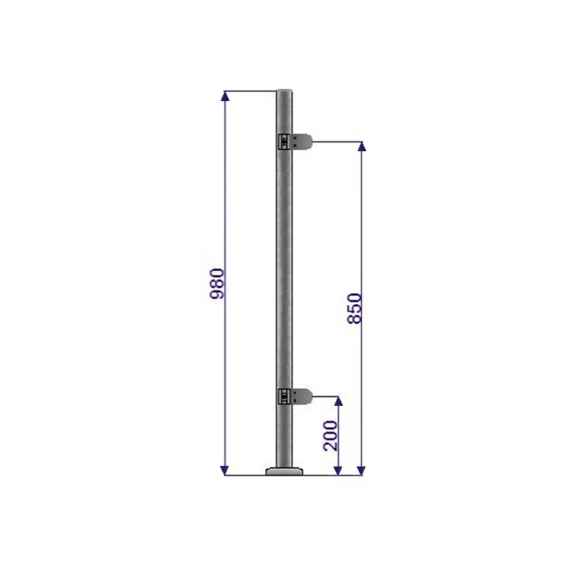 Słupek końcowy z dwoma uchwytami 980mm